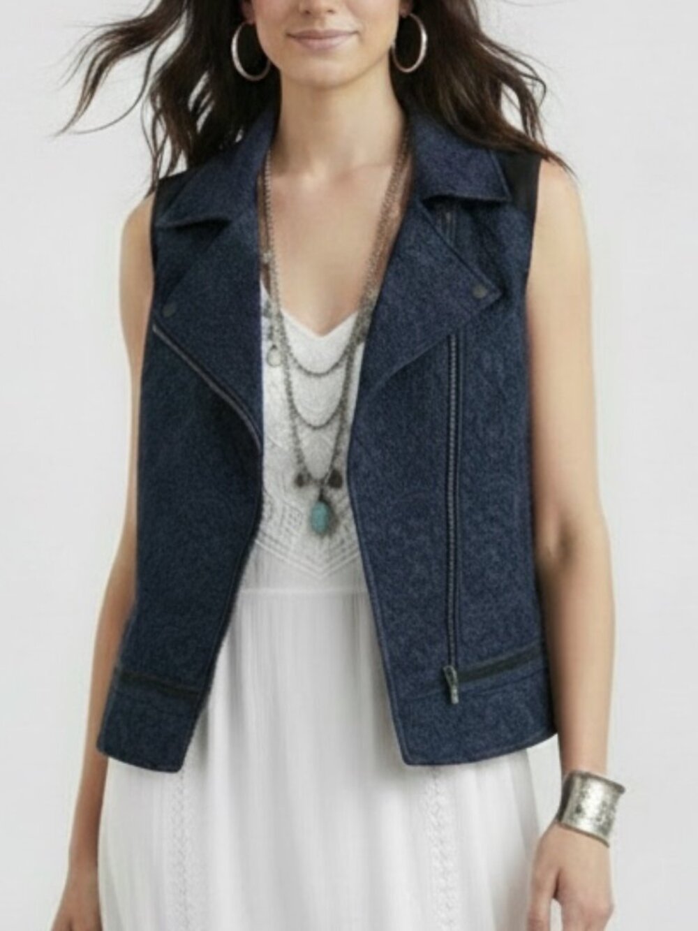 Elizabeth and James Asymmetrical Jacquard Vest Size 8